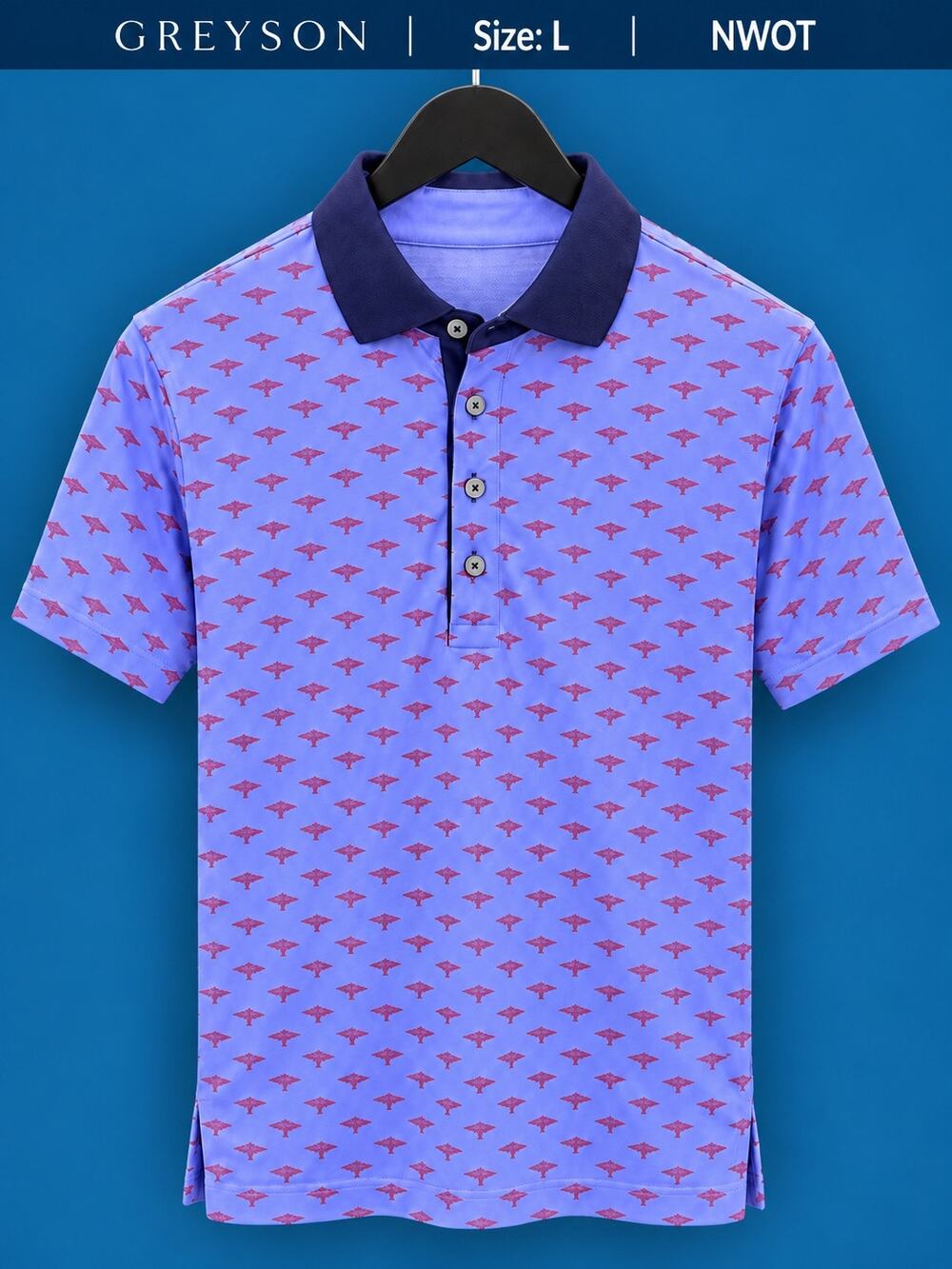 Greyson Patterned Performance Golf Polo Men’s L NWOT